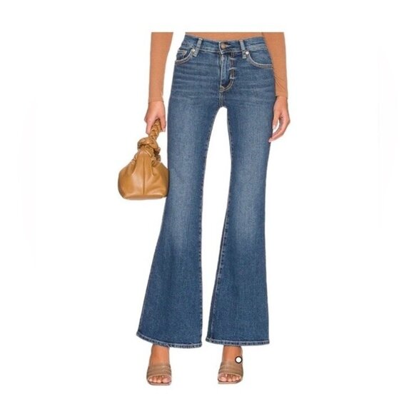 LOVERS AND FRIENDS Size 24 River Verona Stretch Denim Flare Jeans Revolve New - Picture 1 of 14